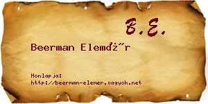 Beerman Elemér névjegykártya